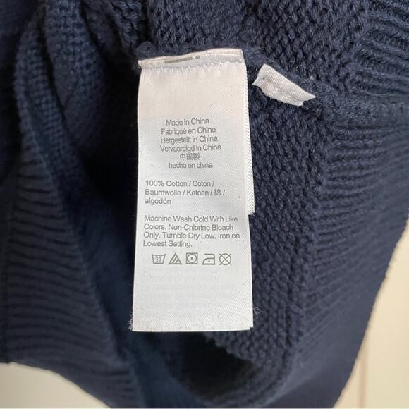 J. Crew Navy Hand Knit Guernsey Stitch Sweater 100% Cotton - Picture 7 of 8